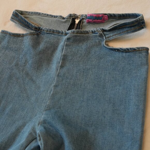 Edikted: Kira Cut-Out Flared Jeans in Blue - Size Small - Picture 1 of 8